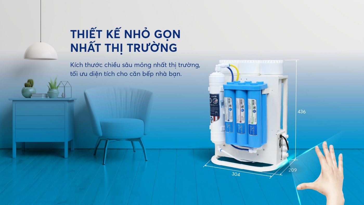 10 lõi lọc mạnh mẽ Thiết kế để gầm nhỏ gọn Màng RO thay nhanh Mỹ Bảo hành: 36 Tháng