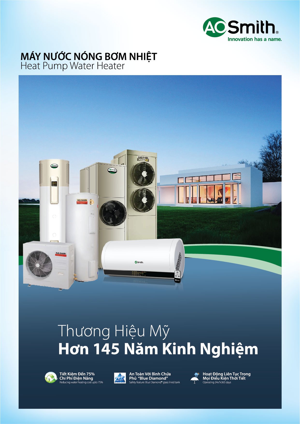 Máy Nước Nóng Bơm Nhiệt Trung Tâm A. O. Smith HPI