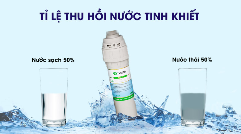 Tỉ lệ lọc thải 50:50 - Máy lọc nước RO AOSmith C2 4 lõi Tỉ lệ lọc thải 50:50 - Máy lọc nước AOSMITH AR75-U2 (Imei) 5 lõi