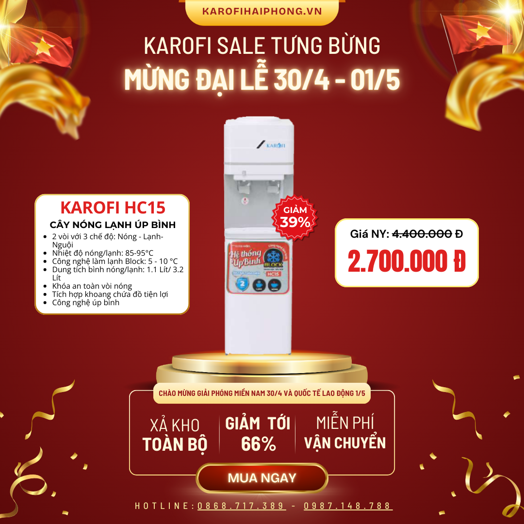 HC15 Karofi Hải Phòng Sale Đại Lễ 30-04 2025 HC15 Karofi Hải Phòng Sale Đại Lễ 30-04 2025